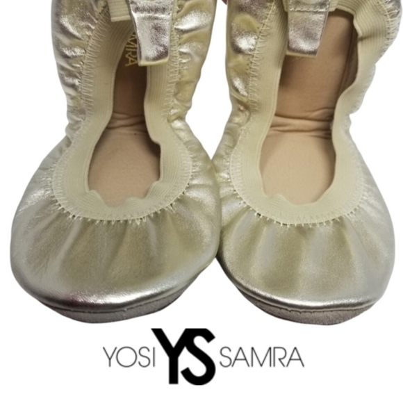 Yosi YS Samra Foldable Pale Gold Metallic Flats